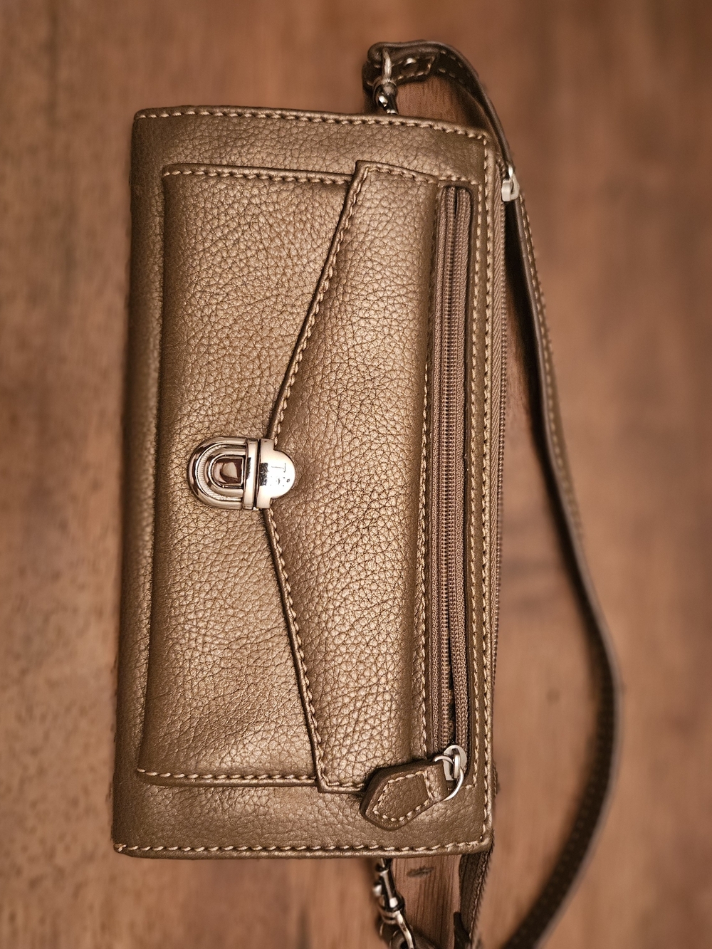 Women's Metallic Bronze Wristlet Clutch